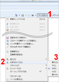 Internet Explorer 8 （文字サイズだけを変更する）